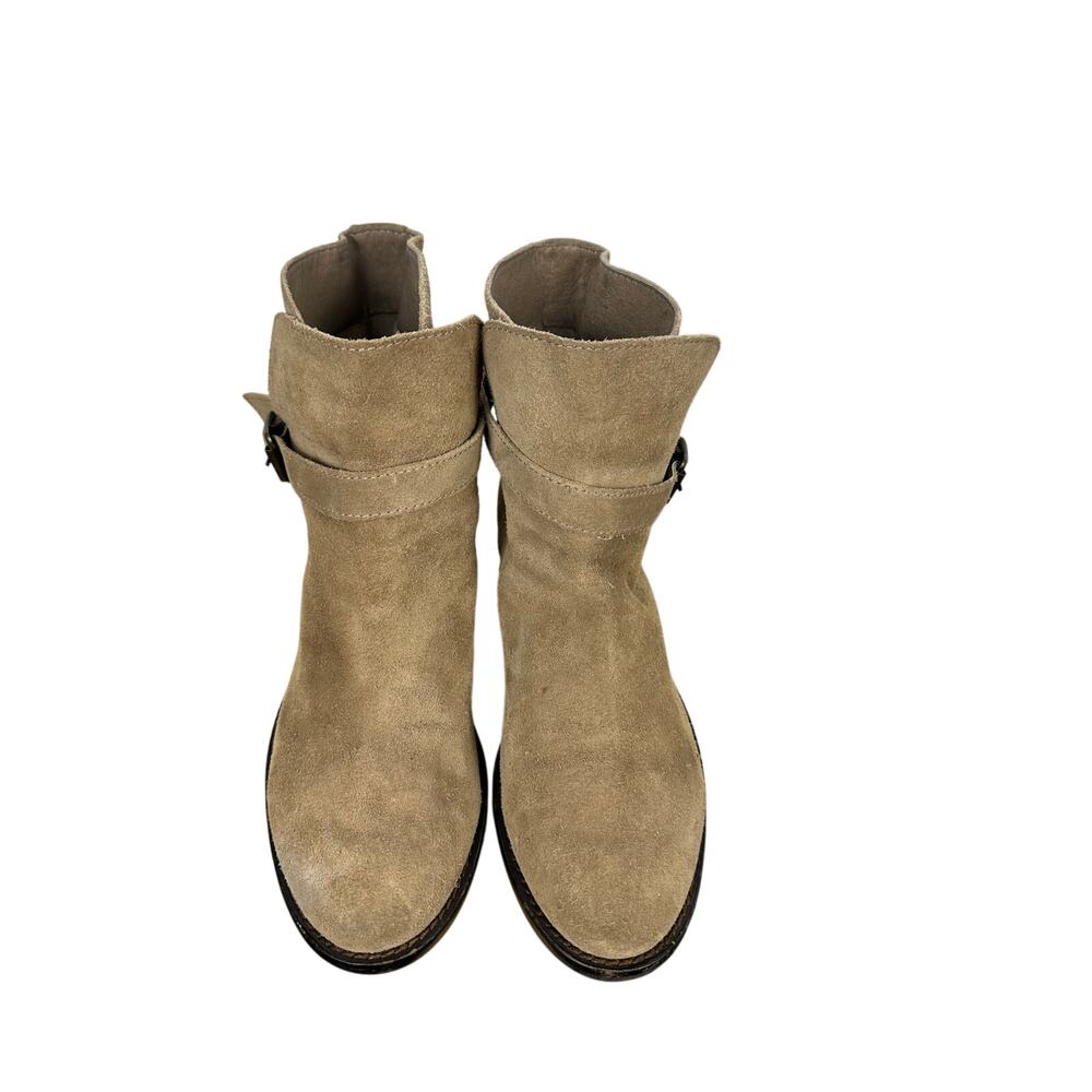 Sam Edelman Malone Suede Ankle Booties Taupe Brown Buckle Boots Women's Size 8